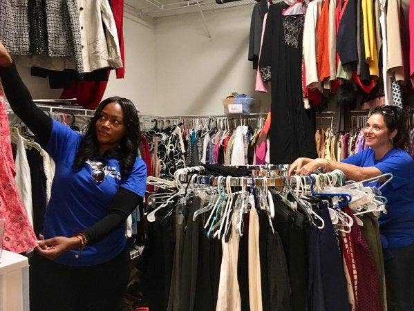 Volunteers in a store