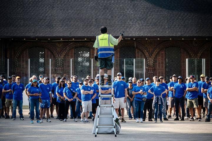 Roberto Teran giving a speech to people