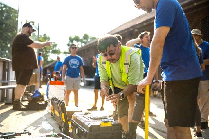 Roberto Teran doing work in Clark Park