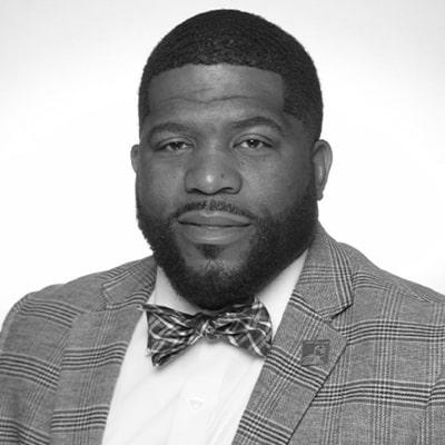 a man in black and white