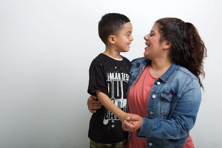 a woman with a child