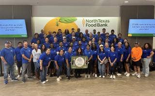 Ford Blue shirt volunteers at the North Texas Food Bank