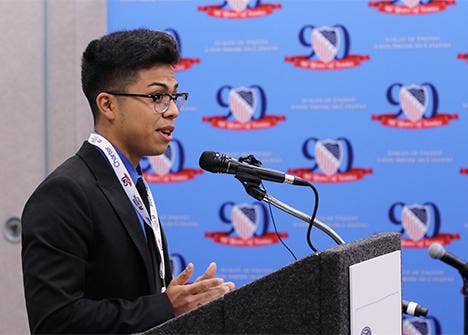 A man giving out a speech
