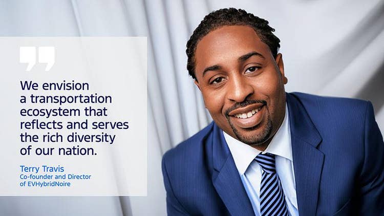 A portrait of a man with a quote on the side