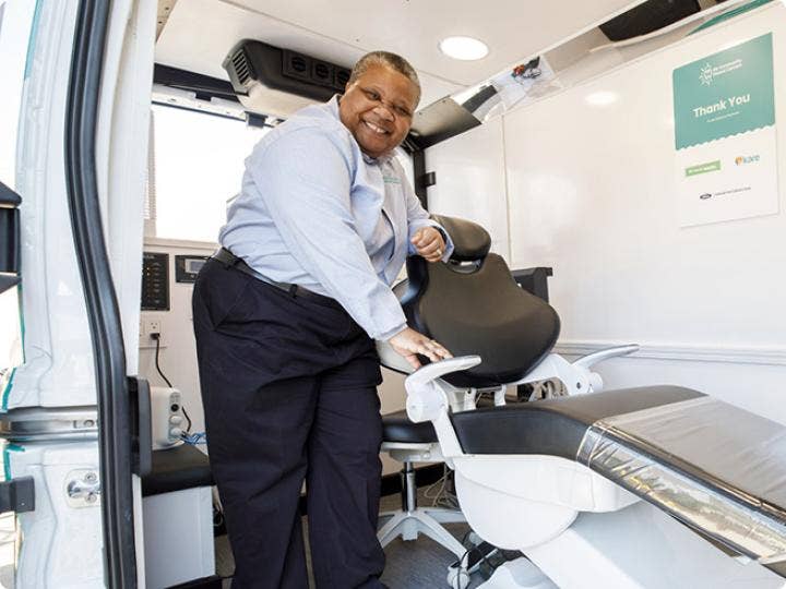 A man at a mobile healthcare center