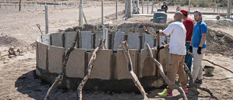 A group of people working in a construction