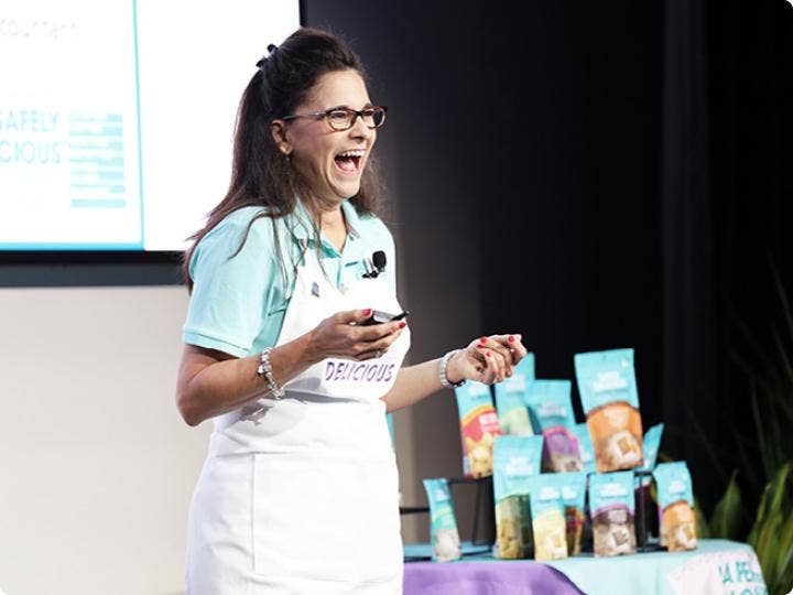A woman giving a speech