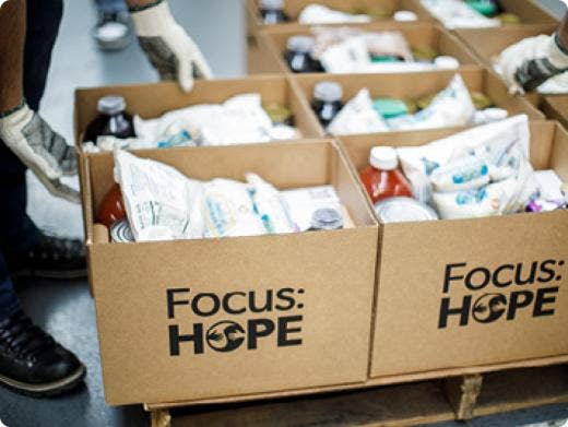 Some boxes with donations