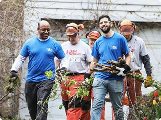A group of volunteers working outside